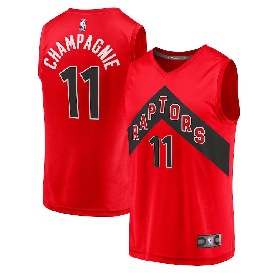 Men Toronto Raptors 11 Justin Champagnie Fanatics Branded Red Fast Break Replica NBA Jersey